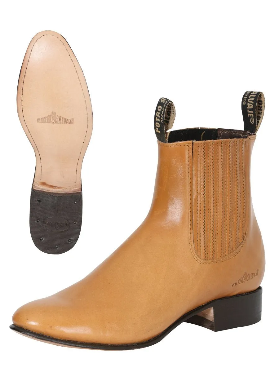 Men's Classic Pull Up Leather Charro Ankle Boots 'Potro Salvaje' 123785
