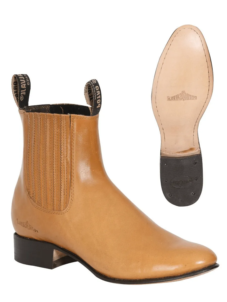 Men's Classic Pull Up Leather Charro Ankle Boots 'Potro Salvaje' 123785