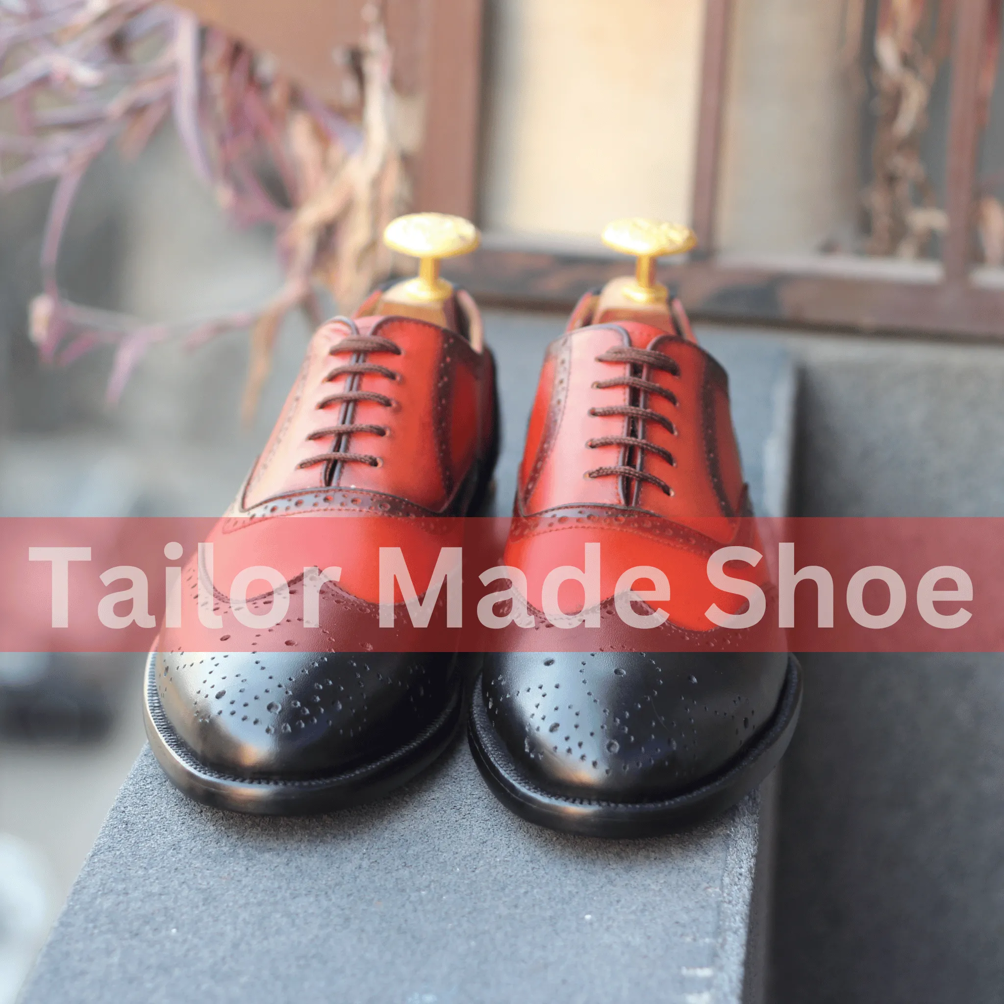 Men’s Classic Two-Tone Oxford Leather Shoes – Handmade Luxury Design Elegant Wingtip Leather Oxfords – Perfect Formal Dress Shoes