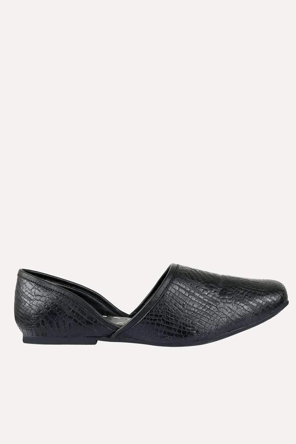 Men's Faux Leather Pattern Black Juttis