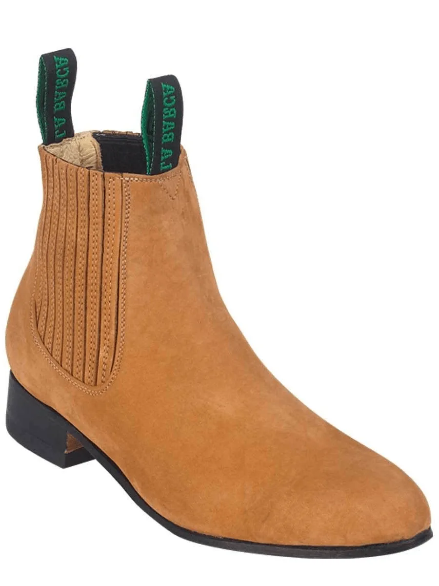 Men's Nubuck Leather Charro Ankle Boots 'La Barca' Camel Color 218