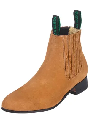 Men's Nubuck Leather Charro Ankle Boots 'La Barca' Camel Color 218