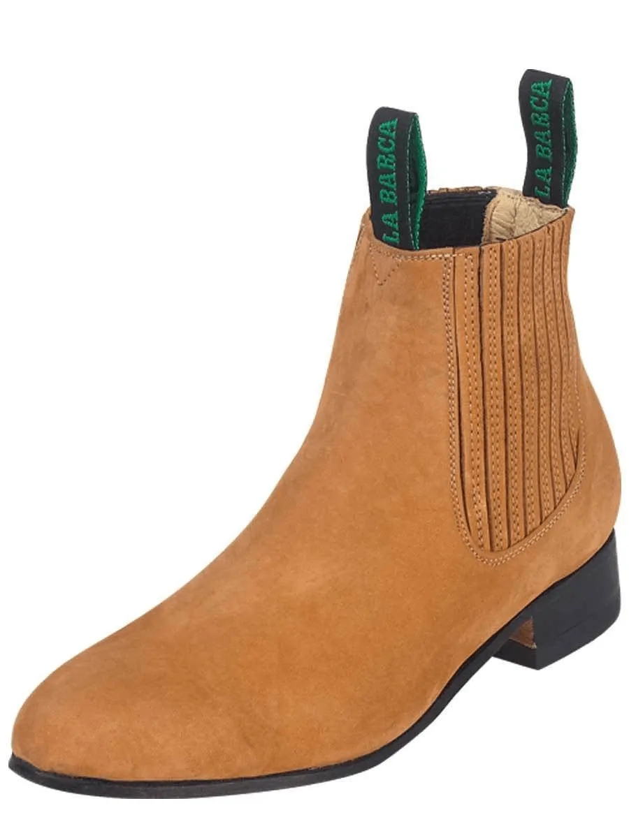 Men's Nubuck Leather Charro Ankle Boots 'La Barca' Camel Color 218
