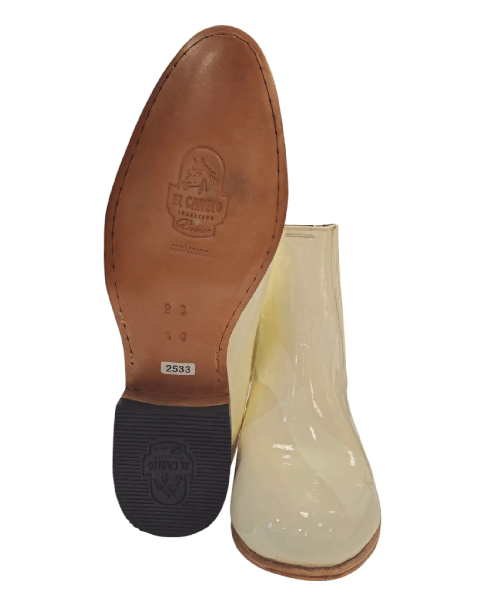 Men's White Classic Patent Leather Charro Ankle Boots 'El Canelo' 41264