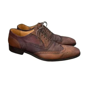 Mercanti Fiorentini Mens Brown Cuoio Wing Tip Leather Dress Shoes 7389 Size 12 M
