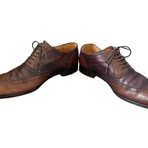 Mercanti Fiorentini Mens Brown Cuoio Wing Tip Leather Dress Shoes 7389 Size 12 M