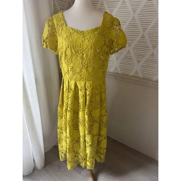 Mia Eliza Women’s XL Phoebe Lace Puff Sleeve Midi Dress