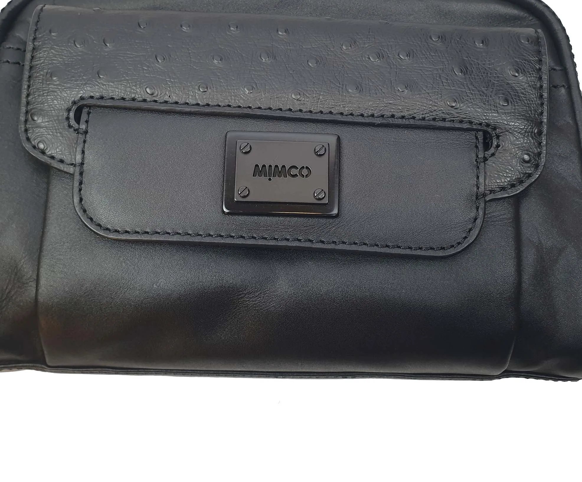 Mimco black leather cross body bag