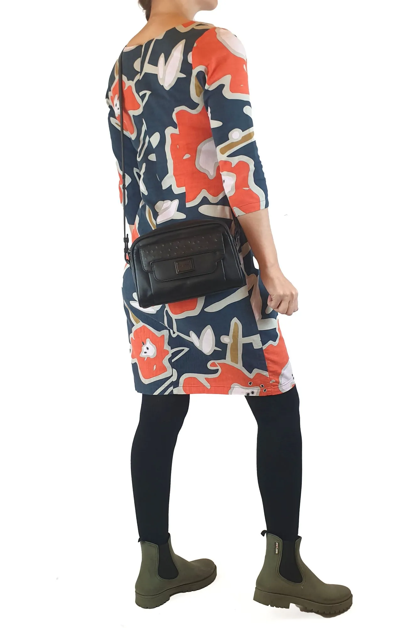 Mimco black leather cross body bag