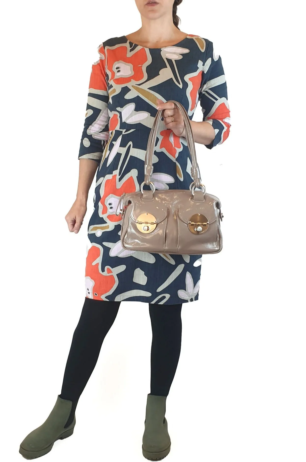 Mimco grey patent leather shoulder bag