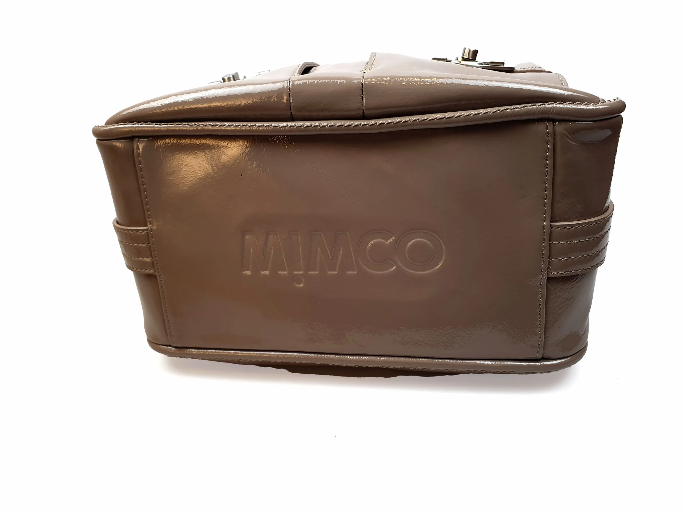 Mimco grey patent leather shoulder bag