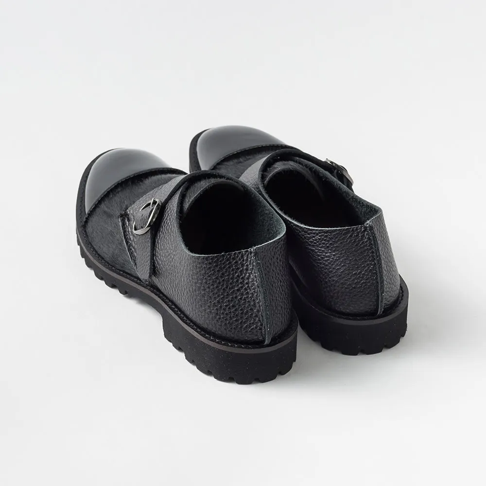 MONK SHOES　PATENT BLACK / COW HAIR BLACK / SHRINK BLACK