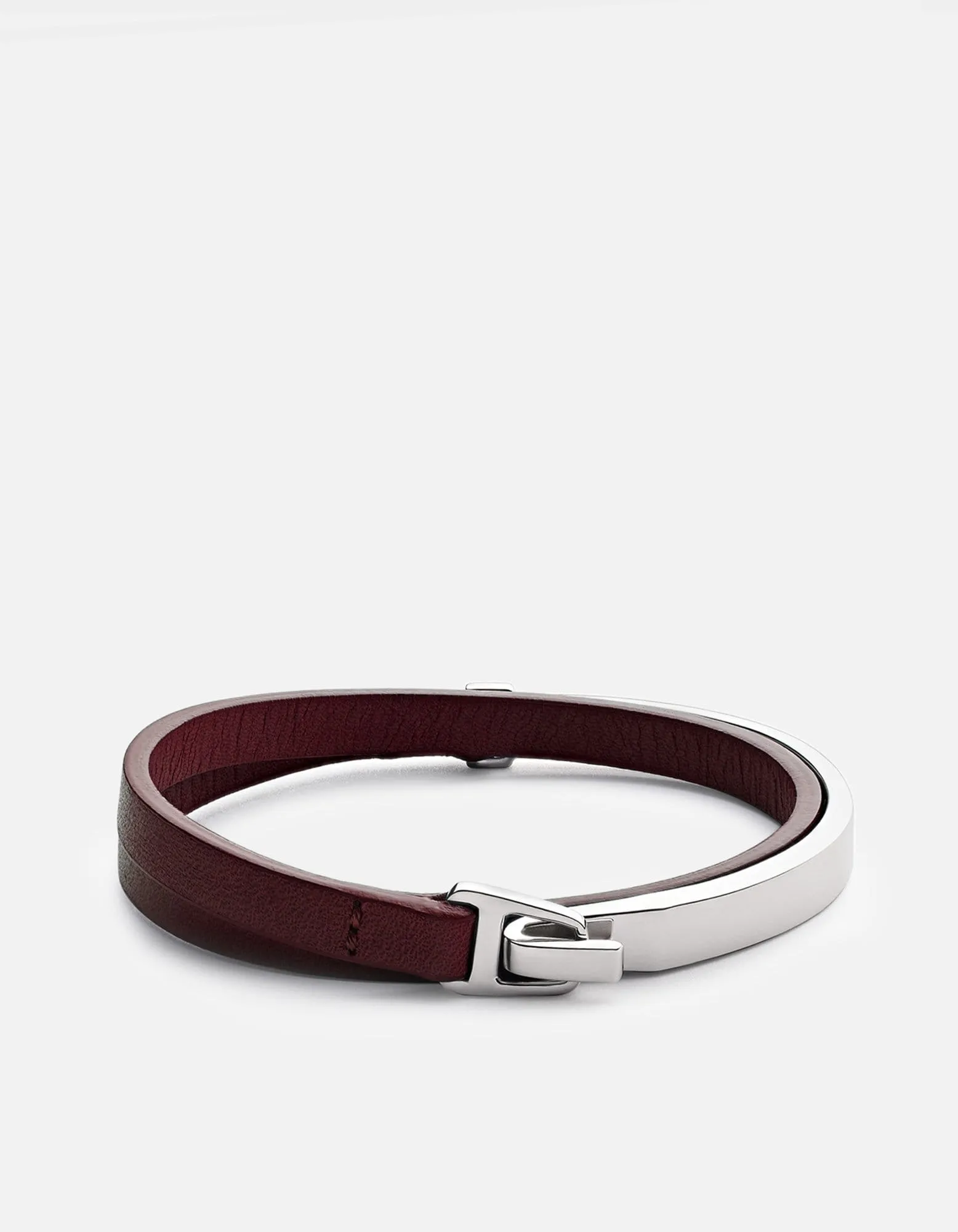 Moore Half Cuff Leather, Sterling Silver