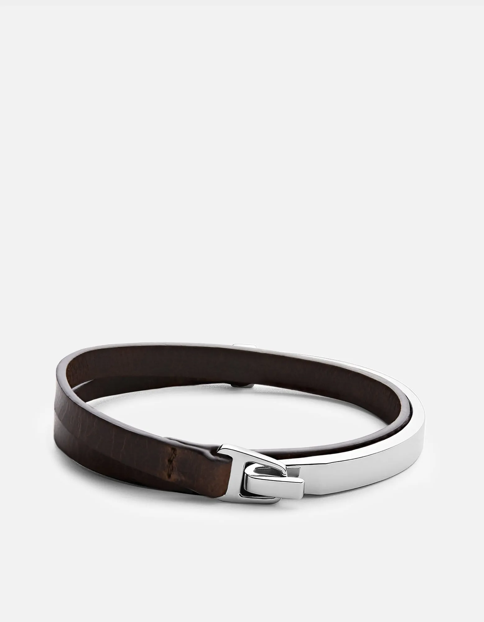 Moore Half Cuff Leather, Sterling Silver