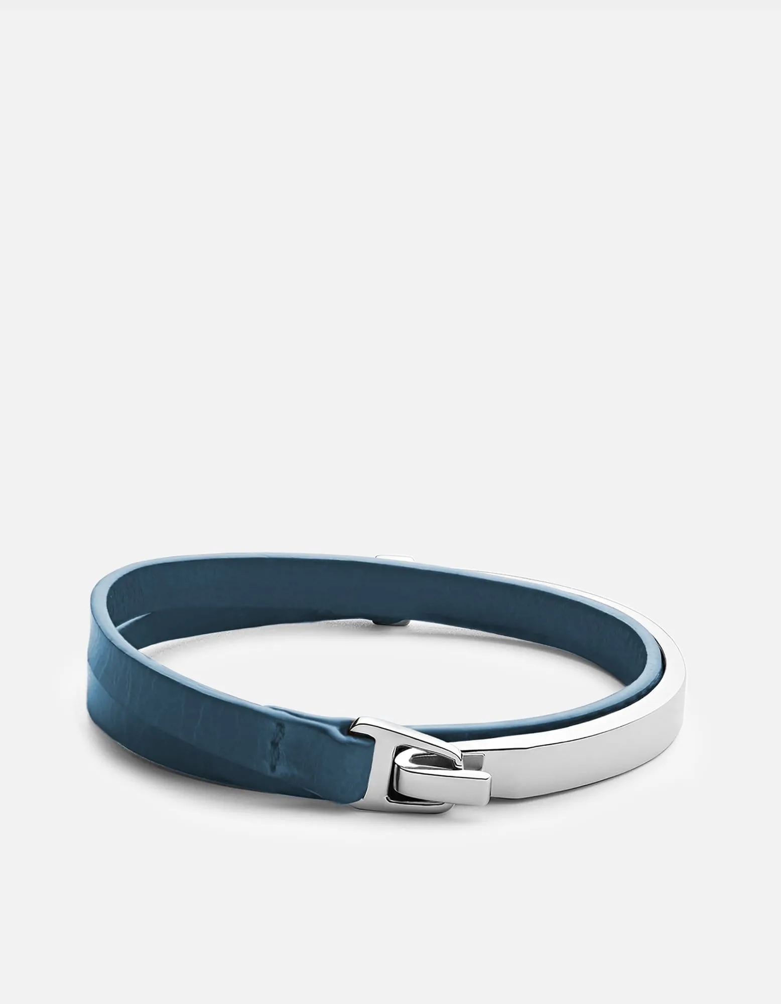 Moore Half Cuff Leather, Sterling Silver