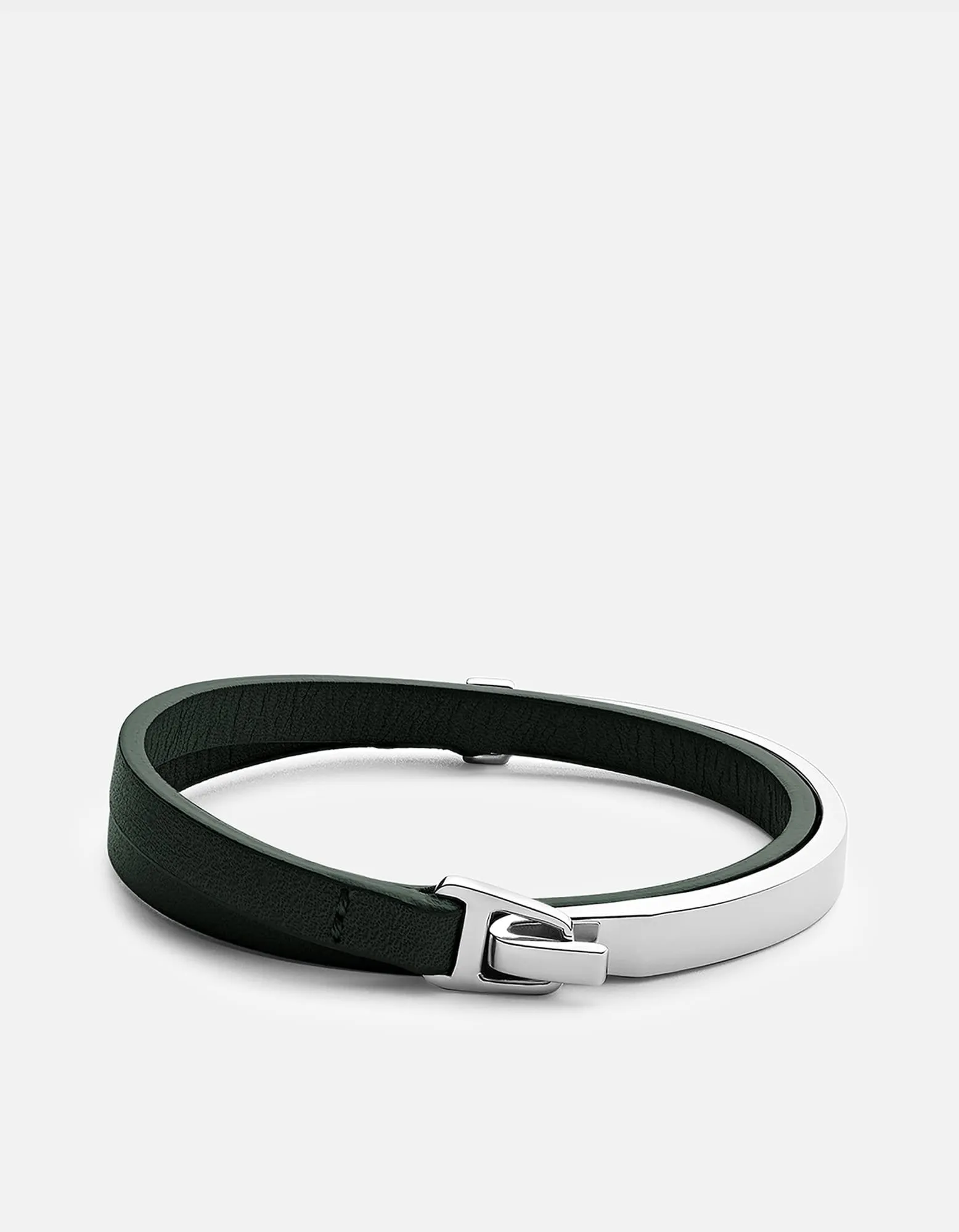 Moore Half Cuff Leather, Sterling Silver