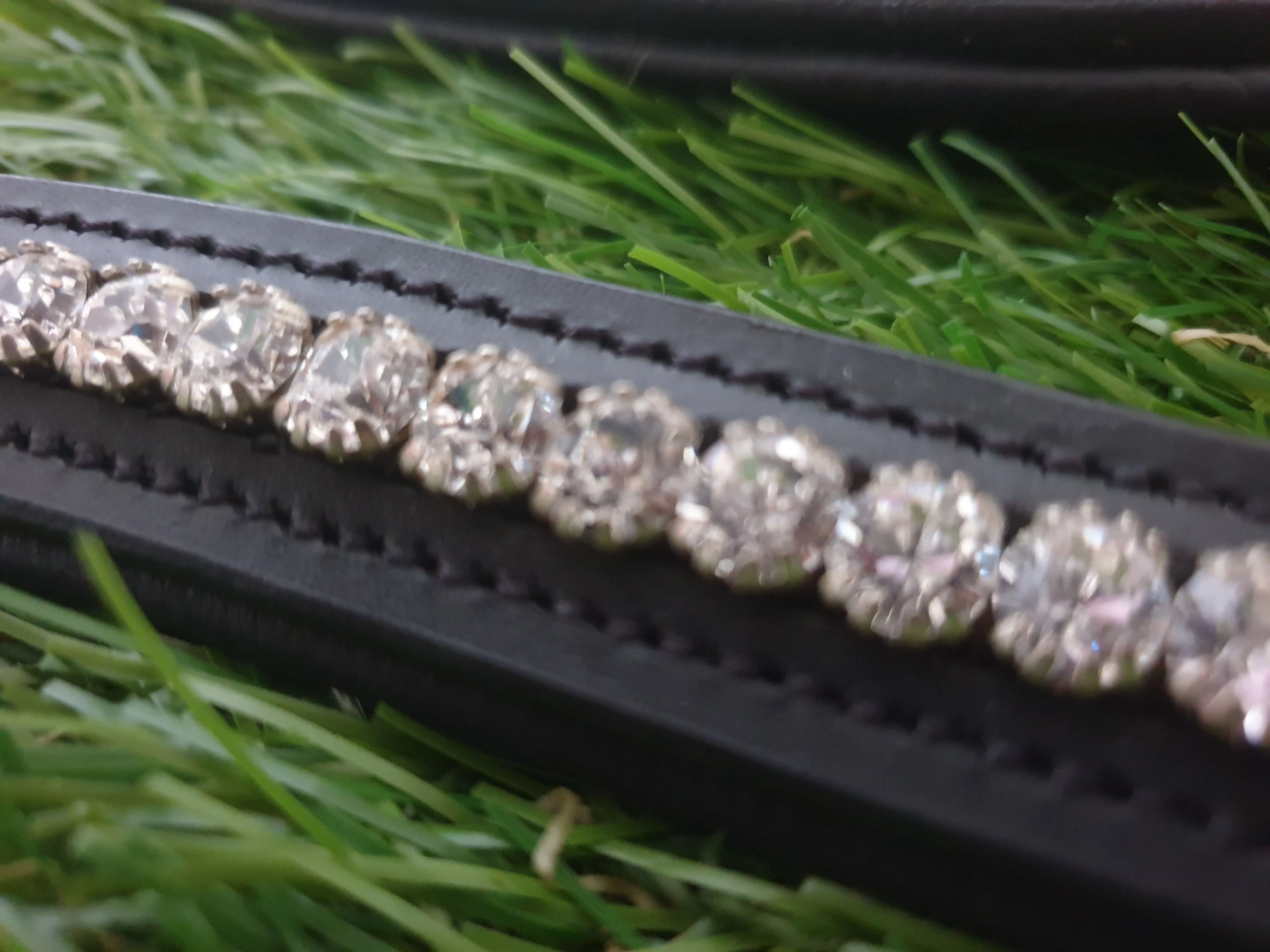 NEW Black leather clear bling cob browband FREE POSTAGE 🟣