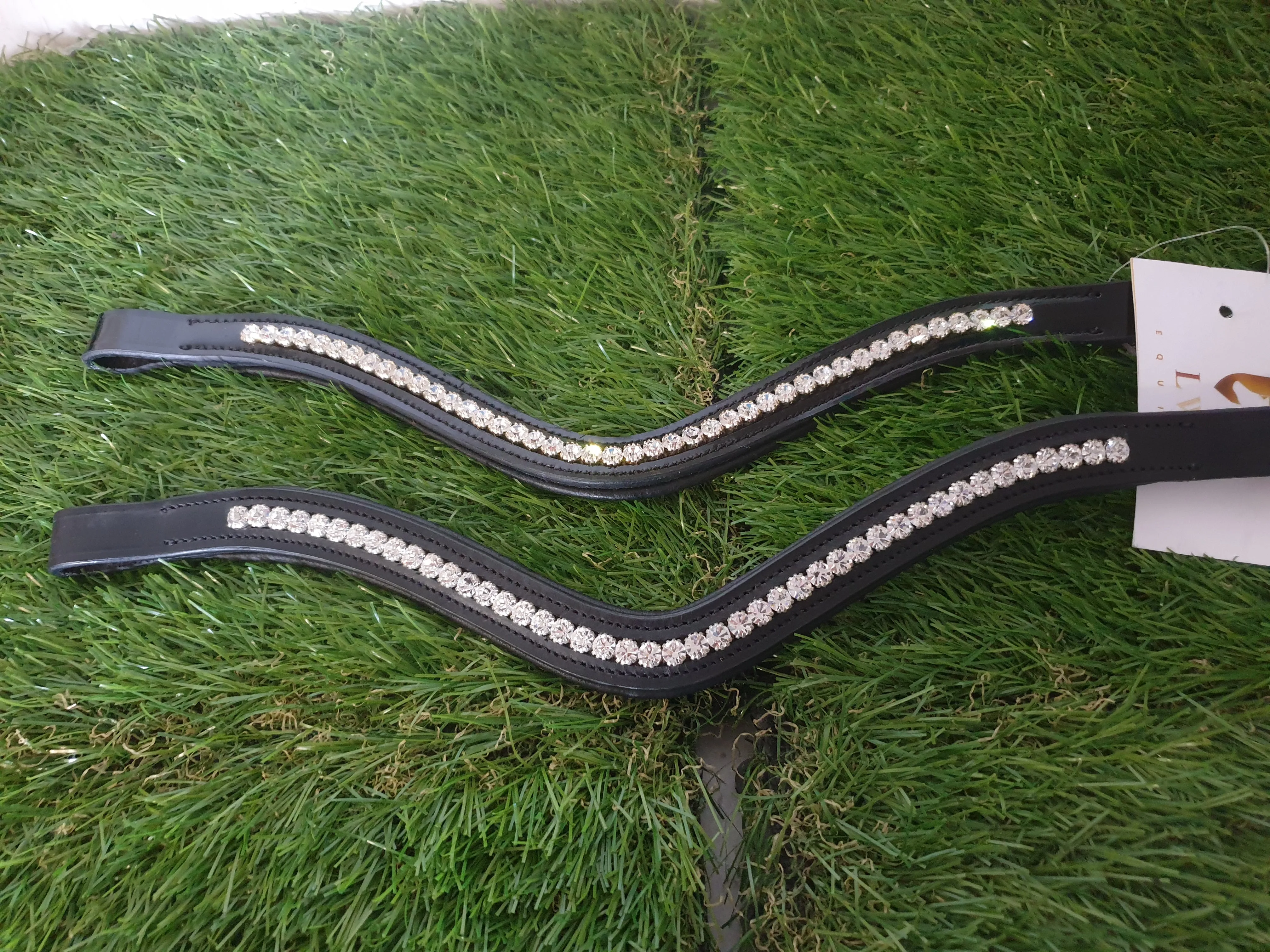 NEW Black leather clear bling cob browband FREE POSTAGE 🟣
