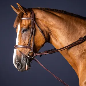 New English Leather/Nylon Draw Reins 5/8" - Brown (Cob)