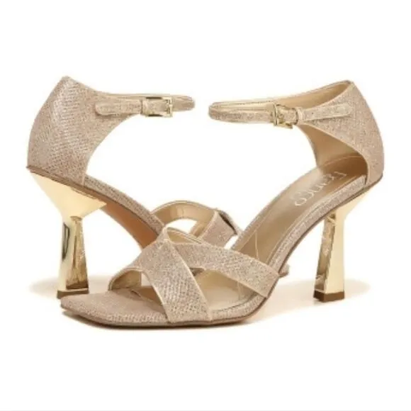 New Franco Sarto Womens Rania 2 Stiletto Cut-Out gold high heels bridal party 9