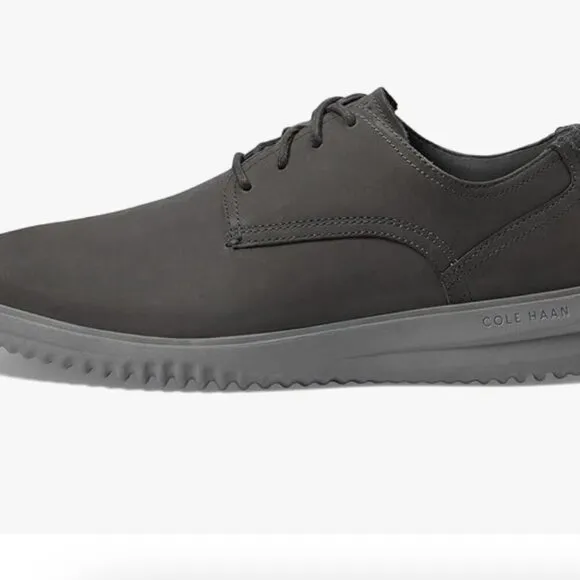 New in Box Cole Haan Men's Grand  Plain Toe Oxford, Magnet Nubuck/Grey, 8