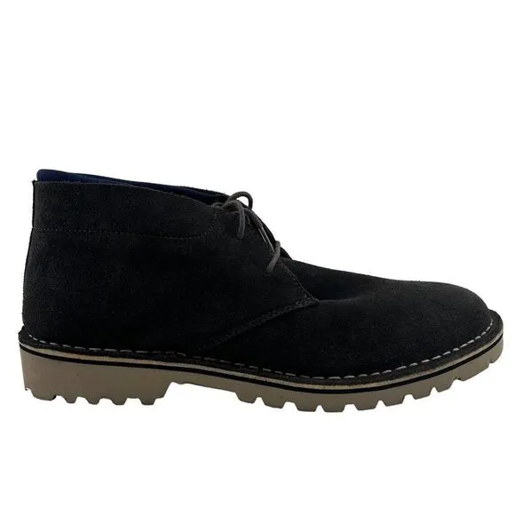 New Kenneth Cole Reaction Men Leather Chukka Boots Dark Grey Shoes 12 US / EU 46
