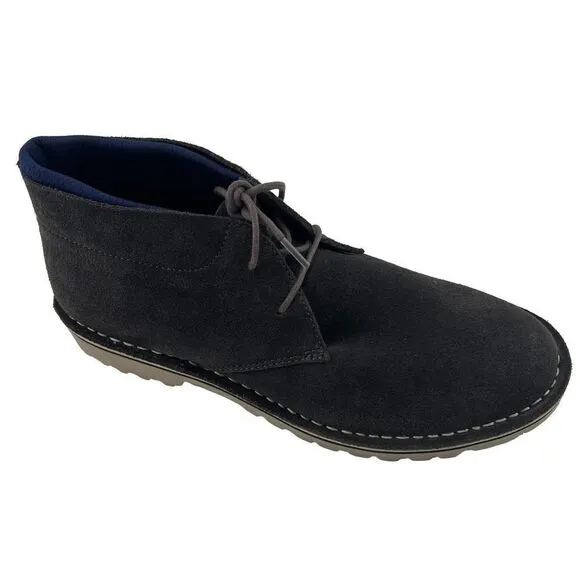 New Kenneth Cole Reaction Men Leather Chukka Boots Dark Grey Shoes 12 US / EU 46