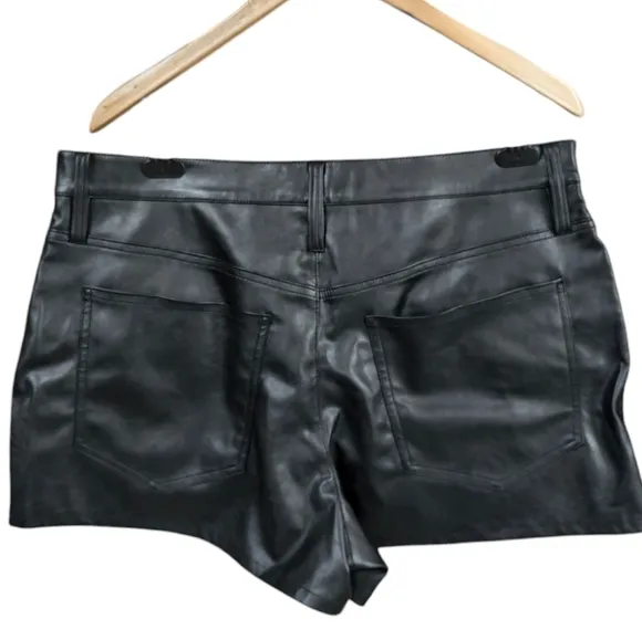 NEW MADEWELL Perfect Jean Short Black Faux Leather Shorts 31