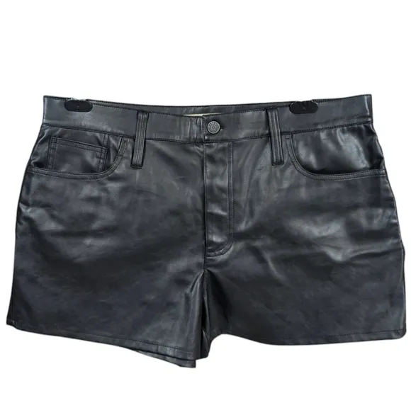 NEW MADEWELL Perfect Jean Short Black Faux Leather Shorts 31
