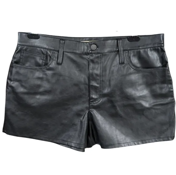 NEW MADEWELL Perfect Jean Short Black Faux Leather Shorts 31