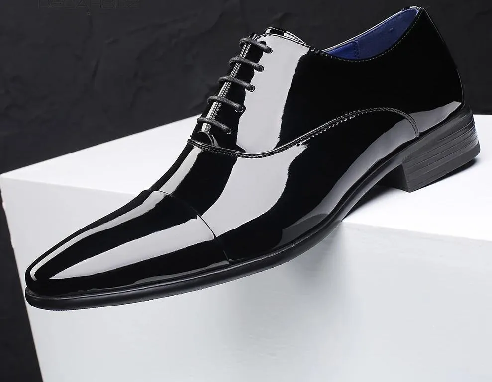 New Mens Wear Shiny Black Premium Design Quality Oxford Formal Shoes-JonasParamount