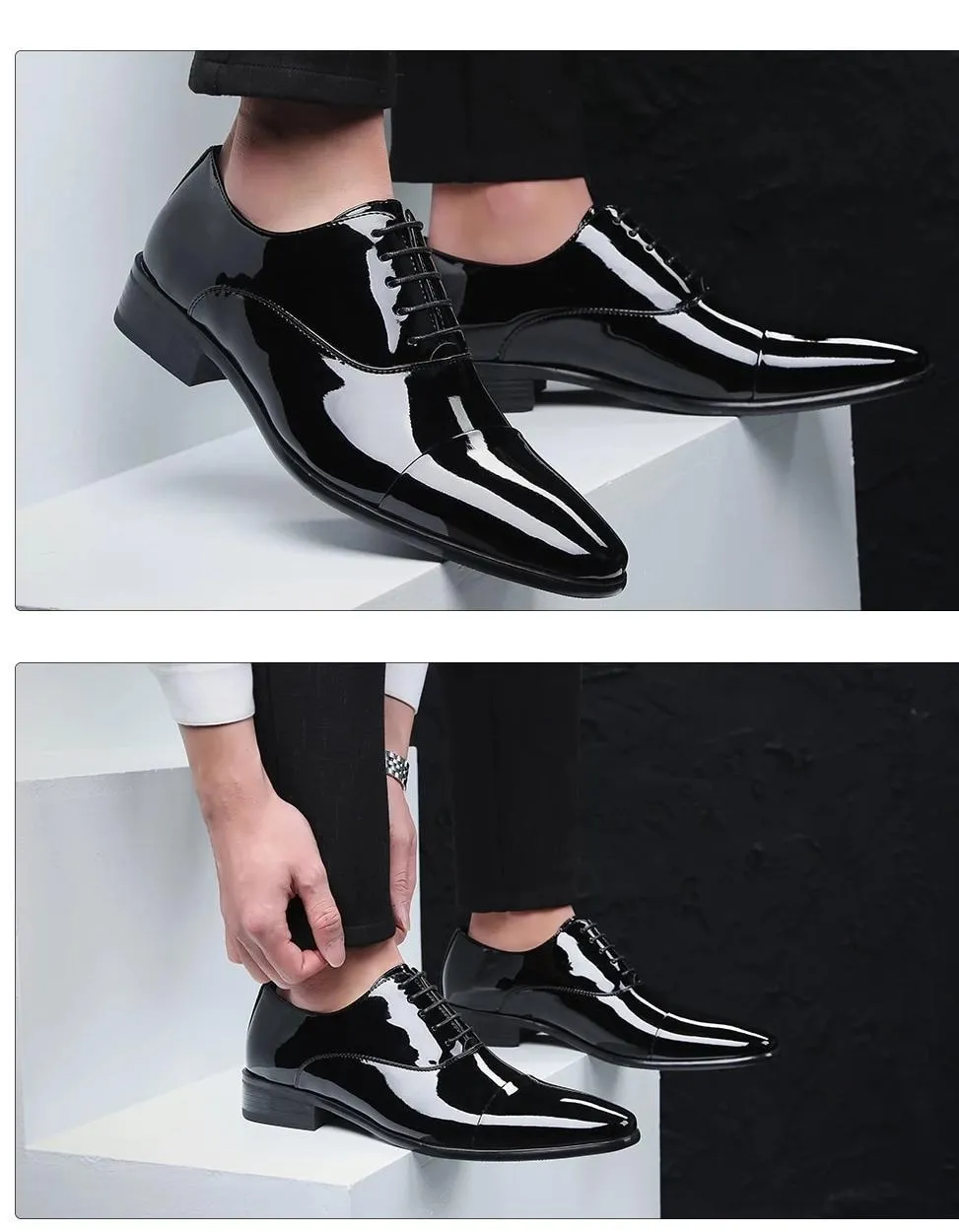 New Mens Wear Shiny Black Premium Design Quality Oxford Formal Shoes-JonasParamount