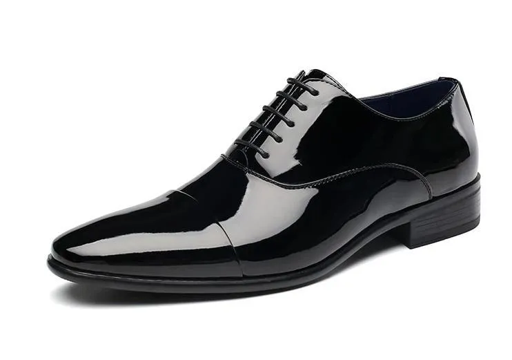 New Mens Wear Shiny Black Premium Design Quality Oxford Formal Shoes-JonasParamount