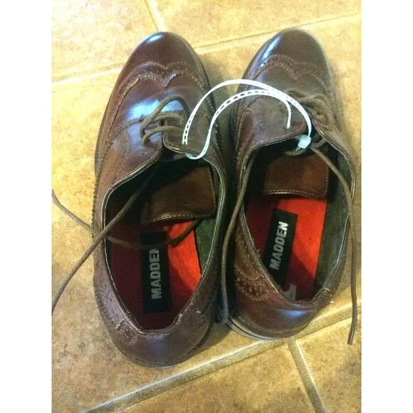 NEW Steve Madden Mens Wing Tip Oxfords Shoes Size 9 Brown Leather $135