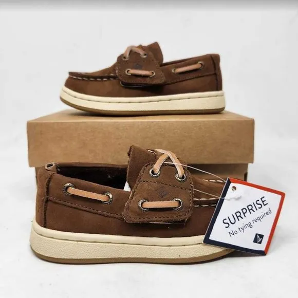 New toddler boys 7.5W Sperry Cup II brown boat kids shoes 7.5 Wide
