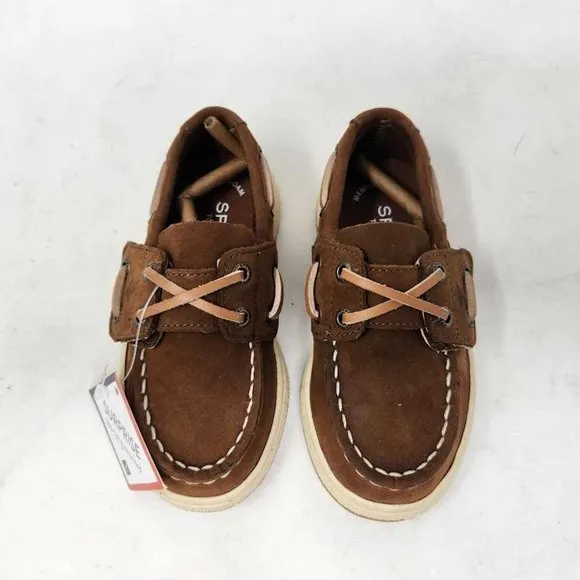 New toddler boys 7.5W Sperry Cup II brown boat kids shoes 7.5 Wide