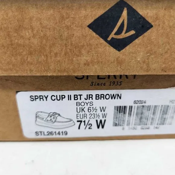 New toddler boys 7.5W Sperry Cup II brown boat kids shoes 7.5 Wide