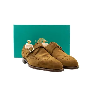NIB $1450 Edward Green Hove E82 Nutmeg Suede Wingtip Monk Strap Shoes   Trees