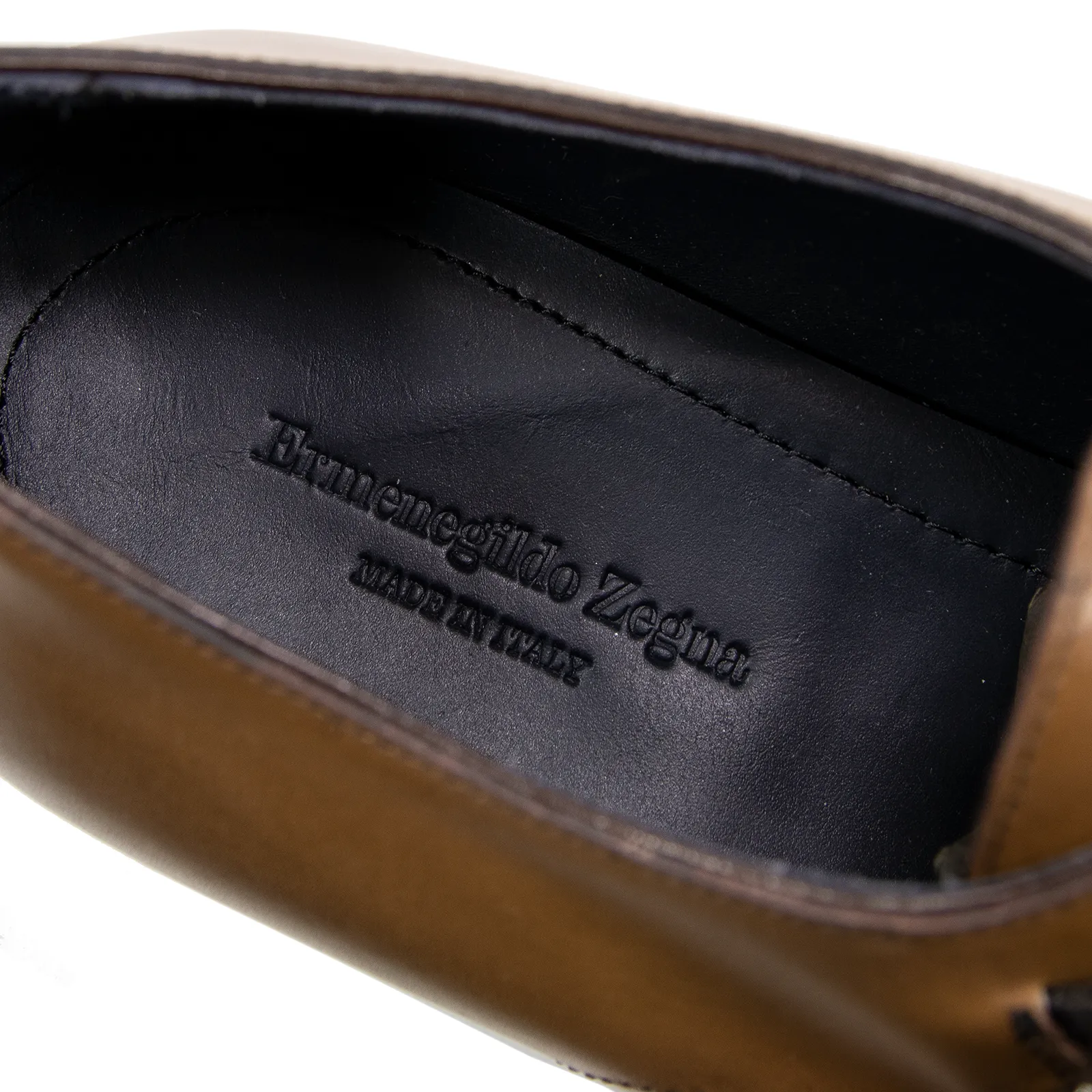 NIB Zegna Brown Burnished Calfskin Leather Brogue Monk Strap Shoes 8.EU/9.5US