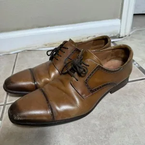 NICE Mezlan Men's 12 M Brown Leather Derby Oxford Wingtip Brogue Dress Shoes