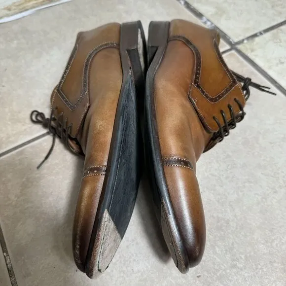 NICE Mezlan Men's 12 M Brown Leather Derby Oxford Wingtip Brogue Dress Shoes