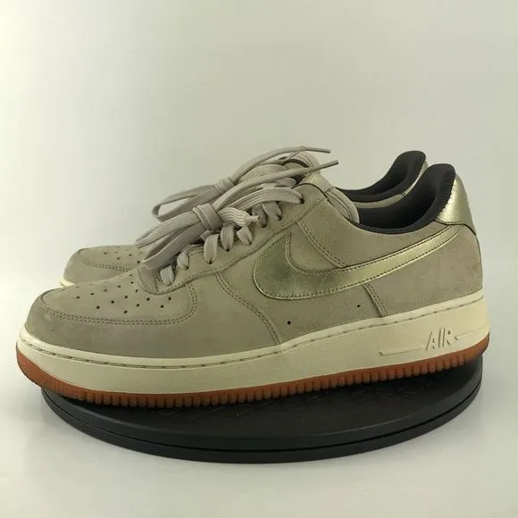 Nike Air Force 1 ‘07 Premium Tan/Gold Suede Shoes 818595-200 Women’s Size 11.5