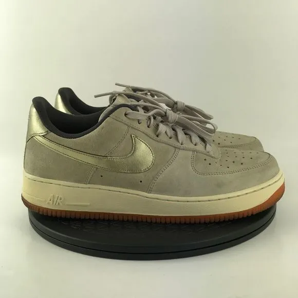 Nike Air Force 1 ‘07 Premium Tan/Gold Suede Shoes 818595-200 Women’s Size 11.5