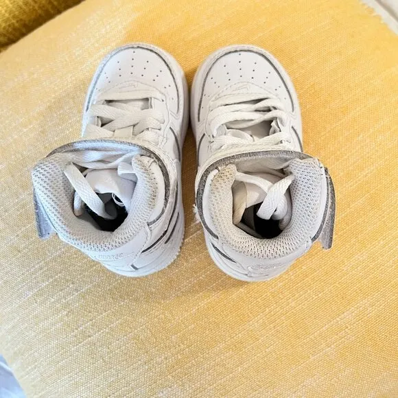 Nike Air Force 1 Mid LE TD Toddler Size 5C  Shoes Triple White Leather Sneakers