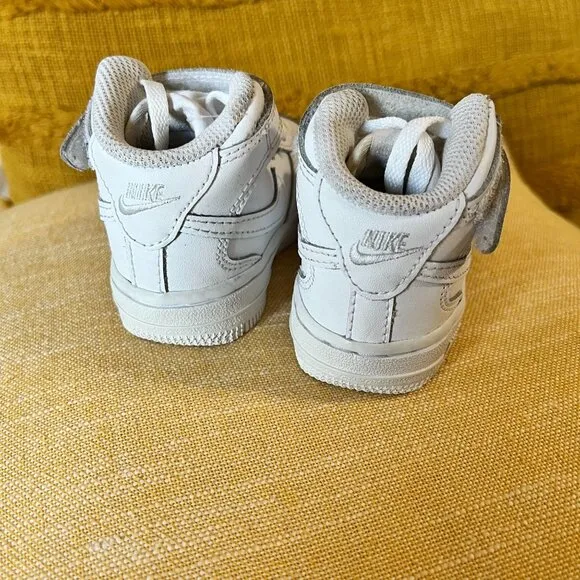 Nike Air Force 1 Mid LE TD Toddler Size 5C  Shoes Triple White Leather Sneakers
