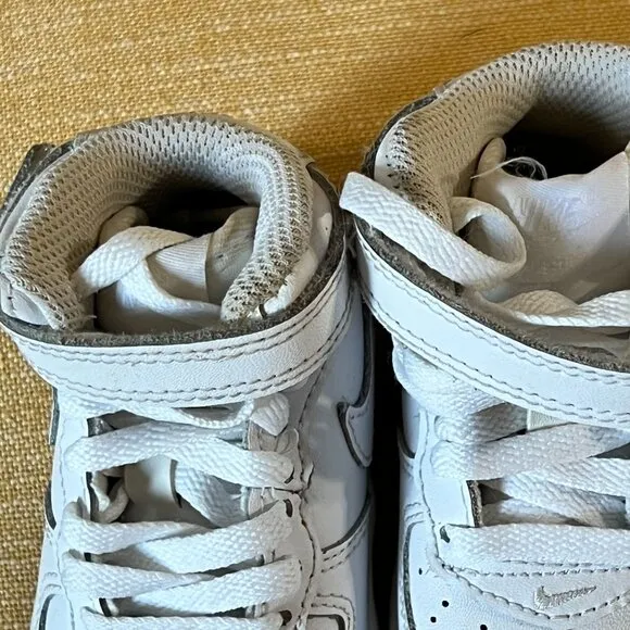 Nike Air Force 1 Mid LE TD Toddler Size 5C  Shoes Triple White Leather Sneakers