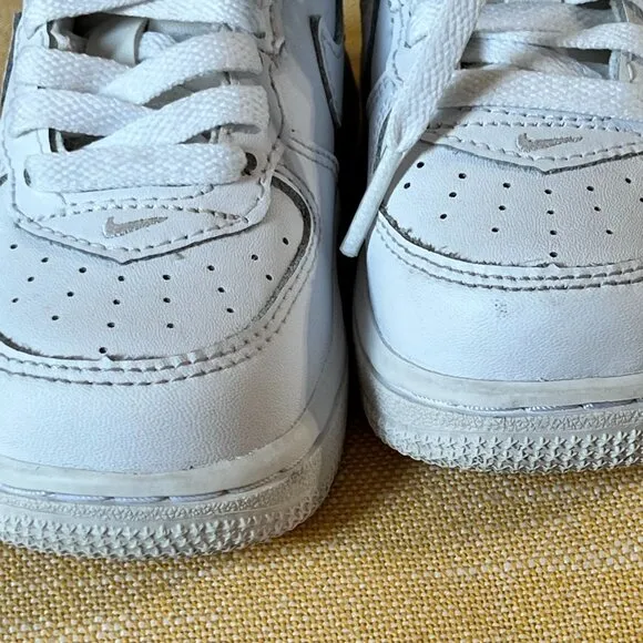 Nike Air Force 1 Mid LE TD Toddler Size 5C  Shoes Triple White Leather Sneakers