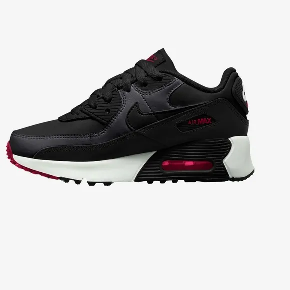 Nike Air Max 90 Leather GS 'Anthracite Team Red' Kid Boy Youth Sneakers