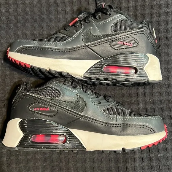Nike Air Max 90 Leather GS 'Anthracite Team Red' Kid Boy Youth Sneakers
