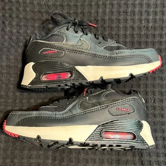 Nike Air Max 90 Leather GS 'Anthracite Team Red' Kid Boy Youth Sneakers